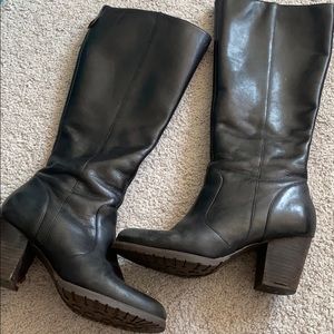 tall black leather Clark’s boots